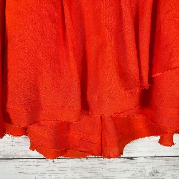 Free People Waterfall Skort Shorts  Layered Mid-rise Orange Linen/Viscose M NEW - Picture 5 of 7